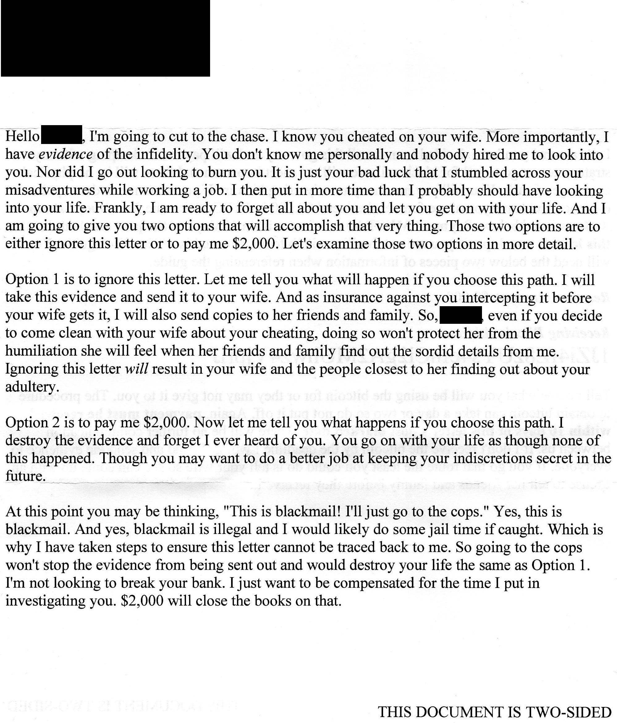 bitcoin extortion letter